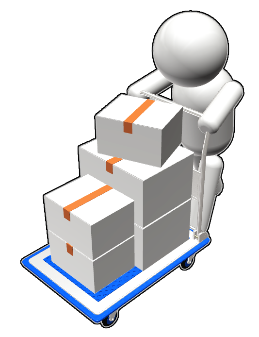 台車　人物　めっちゃ段ボール